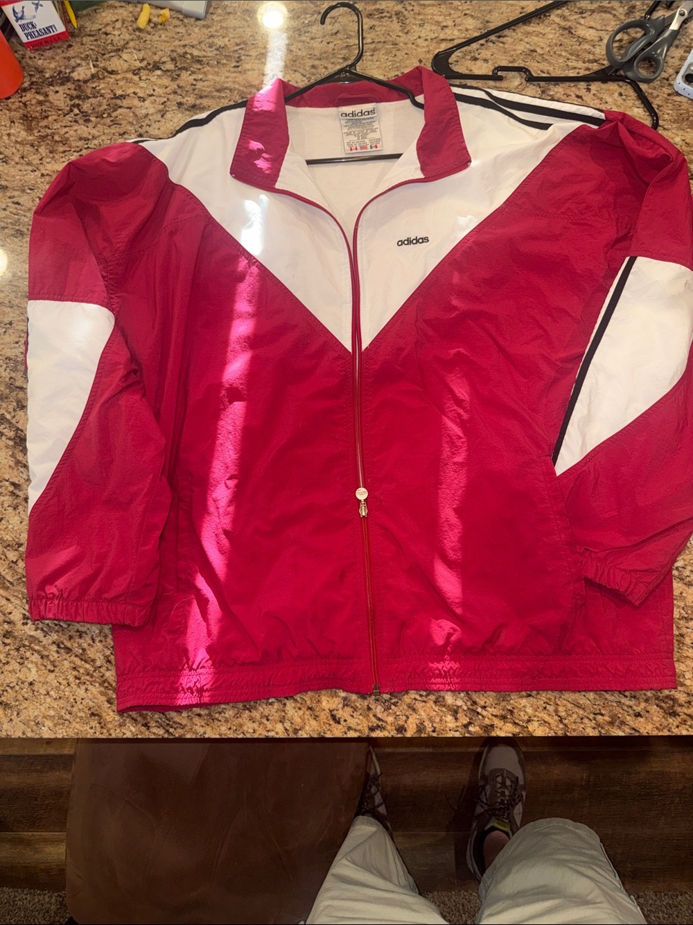 Vintage early 90’s adidas Red and White Windbreaker Jacket - Picture 2 of 7